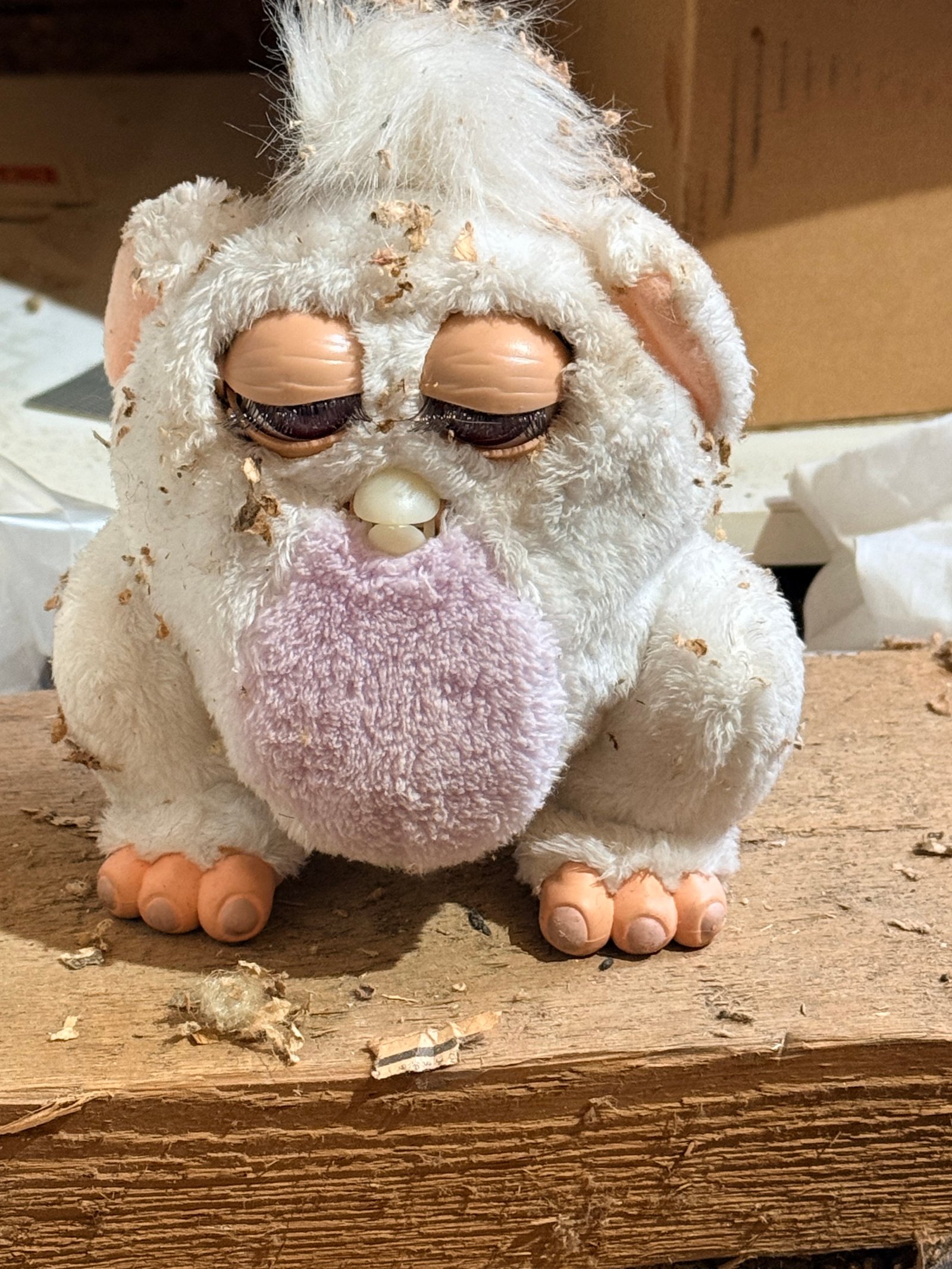 Soot covered Furby relic found in attic